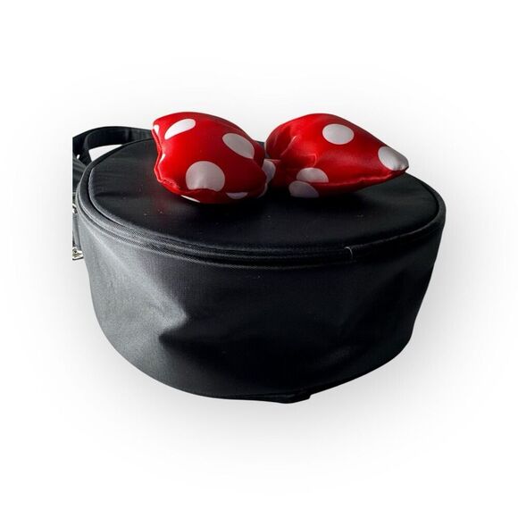 Disney Minnie Mouse Black 3D Plush Polka Dot Bow Crossbody Purse NWT - Picture 4 of 8